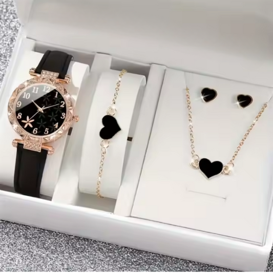 Elegantni ženski set – Sat i nakit u crno-zlatnoj kombinaciji!